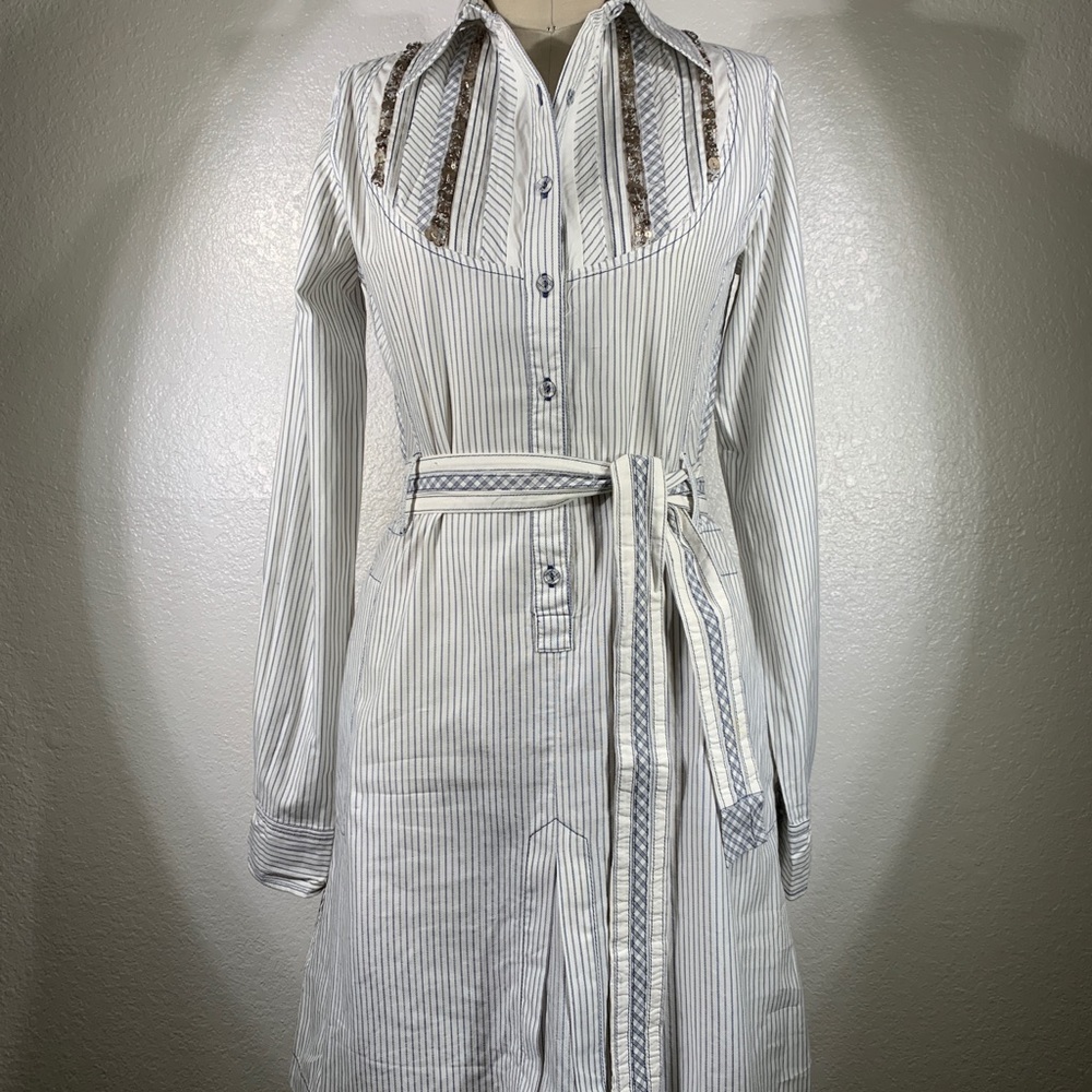 3J Workshop by Johnny Was Pinstripe Tuxedo Dutch Dress S NWT